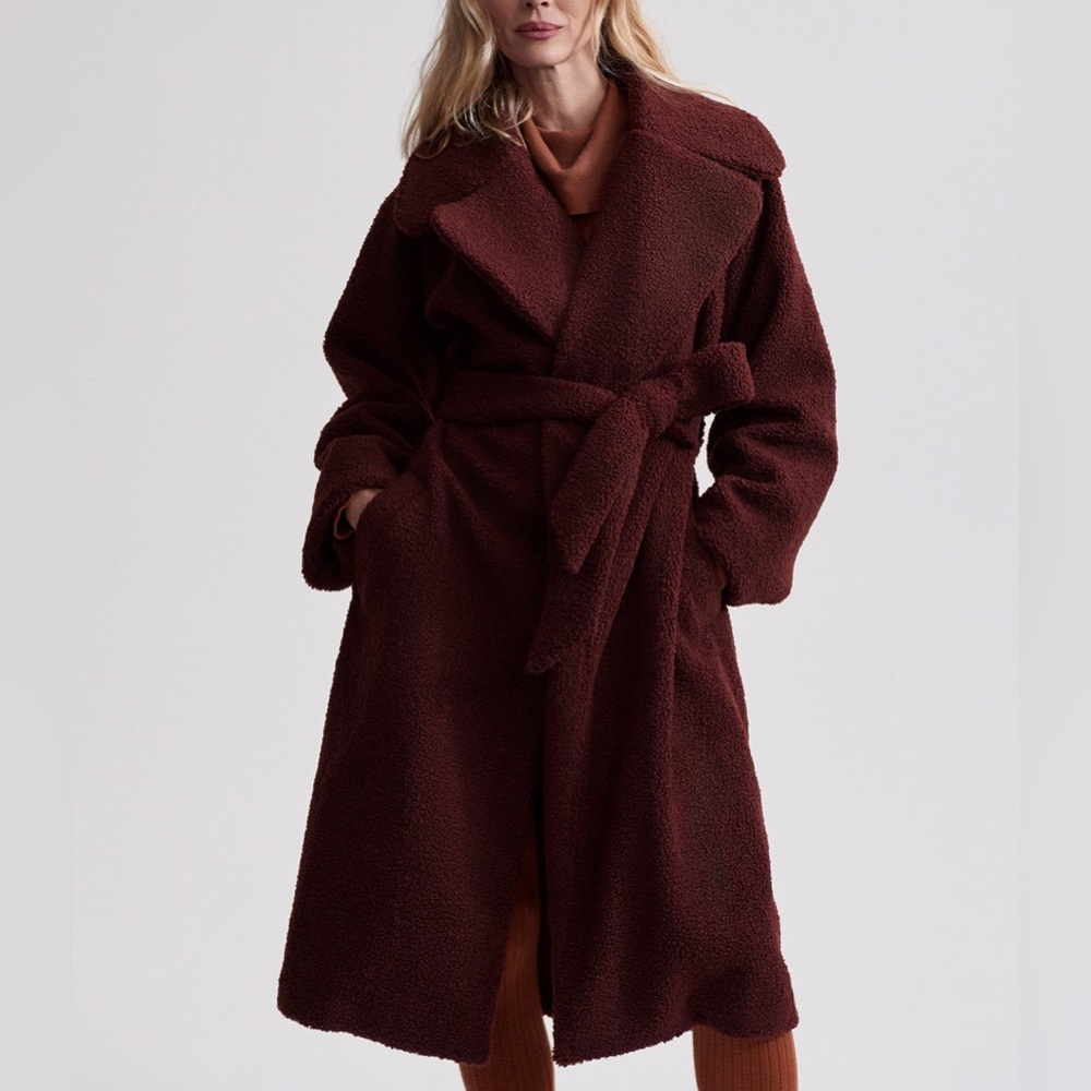 Women's Burgundy Teddy Coat